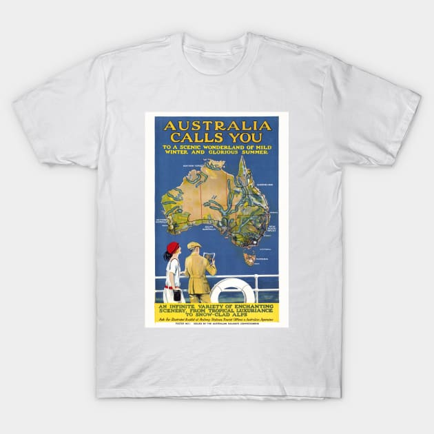 Australia Calls You Vintage Poster 1924 T-Shirt by vintagetreasure